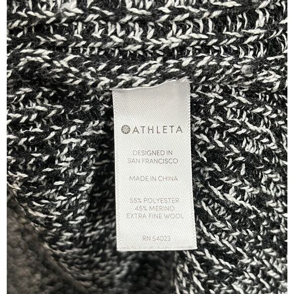 Athleta Marled Black & White Switchback Merino Wool Blend V-Neck Sweater Small - Picture 8 of 8